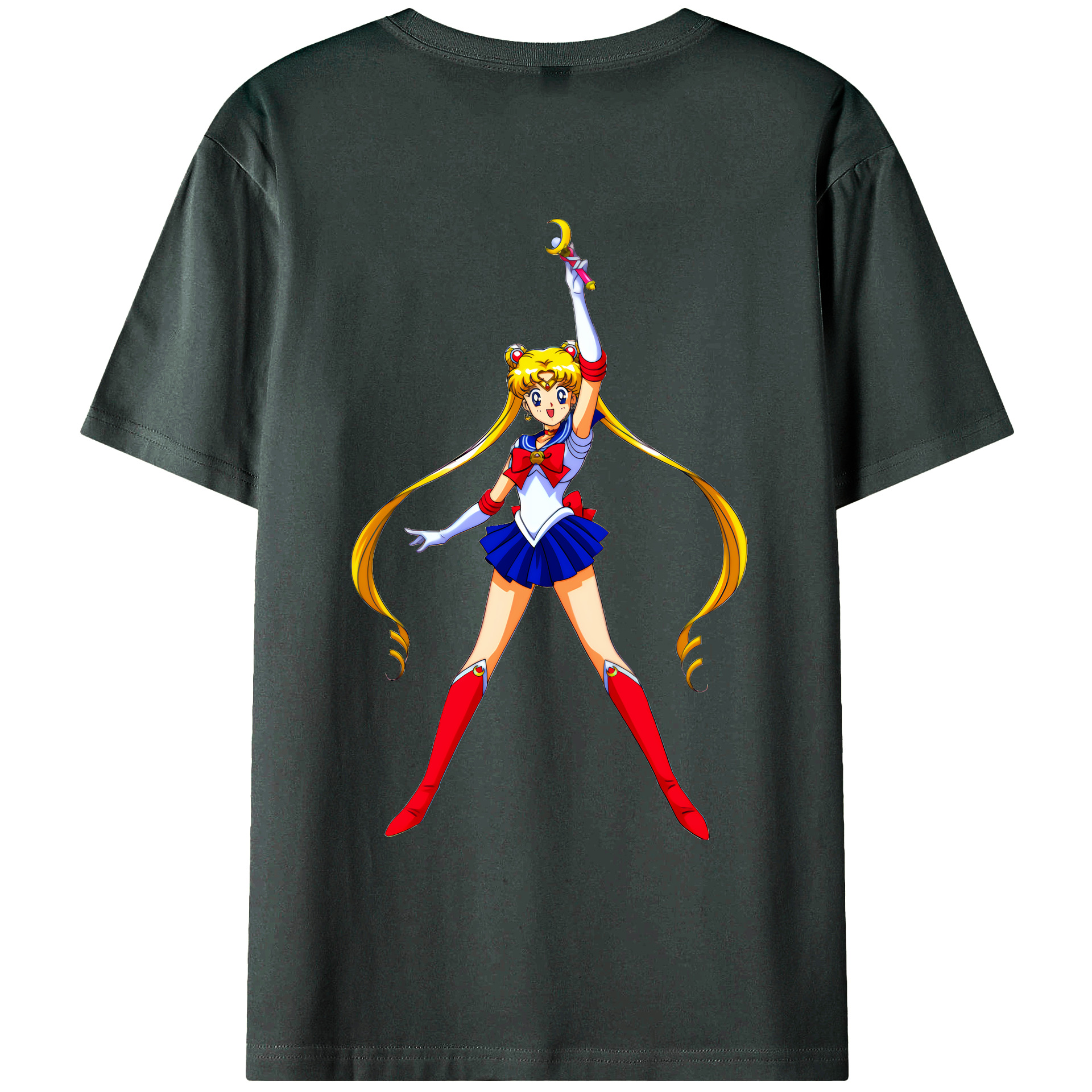 （画像用） 美少女戦士セーラームーン 月野 うさぎ つきの うさぎ Sailor Moon Tsukino Usagi 綿100％ メンズ半袖Tシャツ（バックプリント） 通気性